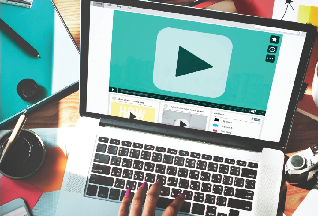 Educational medical videos displayed on a laptop
