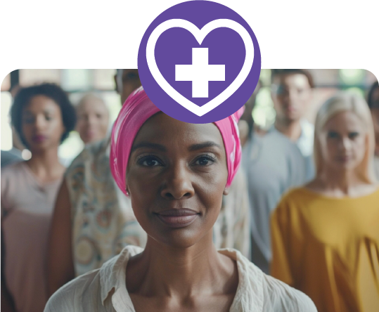 Patient support image representing oncology care